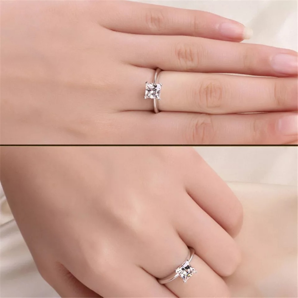 1Ct 6mm Princess Cut Solitaire Ring VVS1 Lab Diamond - Picture 15 of 17